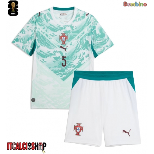 Portogallo Diogo Dalot #5 Seconda Maglia Bambino Mondiali 2026 Manica Corta (+ Pantaloni corti)